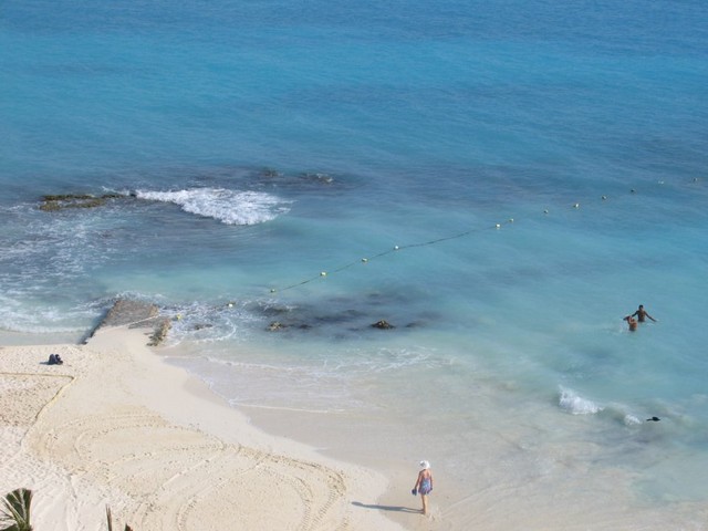 Looking down from the balcony