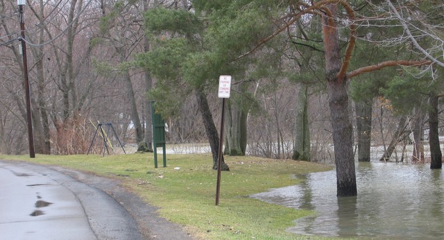 The water came pretty close the road.